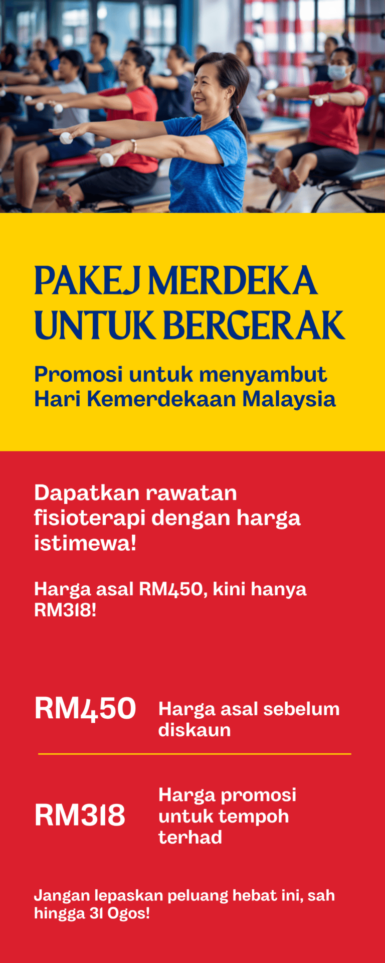 Infografik Pakej Merdeka Untuk Bergerak RM318 - Medyna Physiotherapy